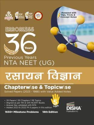 Disha 36 Previous Varsh Nta Neet (Ug)?Rasayan Vigyan Chapter-Wise & Topic-Wise Solved Papers (2023 - 1988) with Value Added Notes Chemistry Pyqs Past Year Question Bank