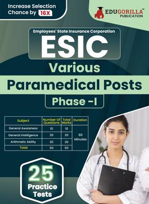 ESIC Paramedical  - 2024 (English Edition) | Employees' State Insurance Corporation | 25 Practice Tests (1200+ Solved MCQs) with Free Access To Online Tests