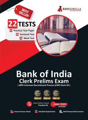 Bank of India Clerk Prelims Book  - IBPS CRP Clerk XIII | 10 Mock Tests + 9 Sectional Tests + 3 Previous Year Papers | Free Access To Online Mock Tests