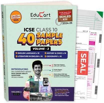Educart ICSE Class 10 Sample Papers 2025 (Volume 2)- History & Civics, Geography, English Language and Literature in English Books for 2024-25 Exam (with Exclusive ICSE Mock Sets and Answer Writing Booklets)  - ICSE Sample Paper Class 10 2025