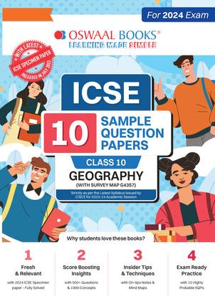 Oswaal ICSE 10 Sample Question Papers Class 10 Geography For Board Exam 2024 (Based On The Latest CISCE/Oswaal Oswaal ICSE Specimen Paper)