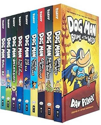Dog Man Series 9 Books Collection Set (Dog Man, Unleashed, A Tale of Two Kitties, Dog Man and Cat Kid, Lord of the Fleas, Brawl of the Wild, For Whom the Ball Rolls, Fetch-22, Grime and Punishment) Hardcover
