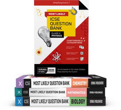 Gurukul By Oswal Most Likely ICSE Question Bank Class 10 Bundles (Set of 4) : Physics, Chemistry, Maths & Biology for Exam 2025