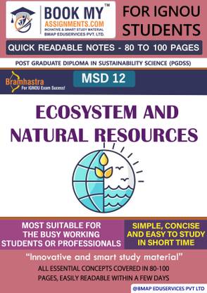 IGNOU MSD 12 Ecosystem and Natural Resources Quick Readable Notes | Important Topic-wise Conceptual Notes | Post Graduate Diploma in Sustainability Science (PGDSS)