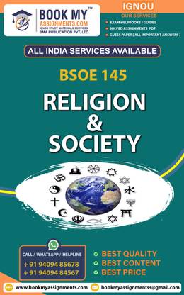 IGNOU BSOE 145 Religion and Society GUESS PAPER Study Material For IGNOU Students Latest Edition