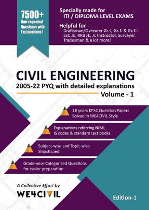 Civil Engineering Objective Questions With Detailed Solution, Subjectwise And Topic Wise Sorted, Vol-1 (Draftsman/Overseer/Junior Engineer/Assistant Engineer)