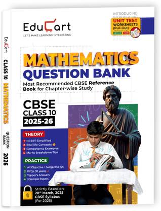 Educart CBSE Question Bank Class 10 Mathematics 2025-26 on new Syllabus 2026 (Introducing Unit Test Worksheets)
