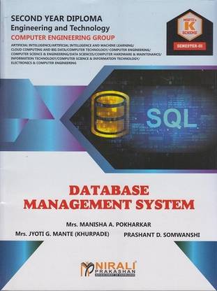 DATABASE MANAGEMENT SYSTEM - MSBTE K Scheme – Semester 3 – Second Year Diploma Course In Computer Engineering