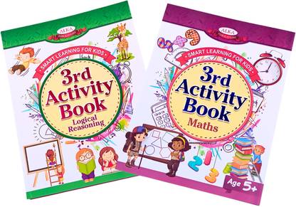Combo of Two Activity Books – Maths and Logical reasoning for 5+yrs old children. Visually Attractive Pages and Interesting activities for kids  - Combo activity books for kids above 5+years