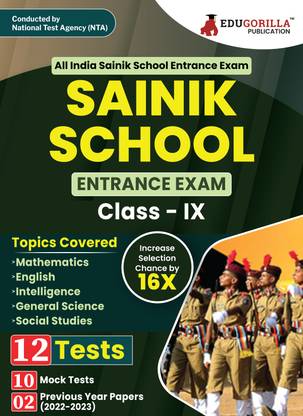 Sainik School Entrance Exam Class IX  - Book 2024 - 10 Mock Tests and 2 Previous Year Papers (1800 Solved MCQ) with Free Access to Online Tests