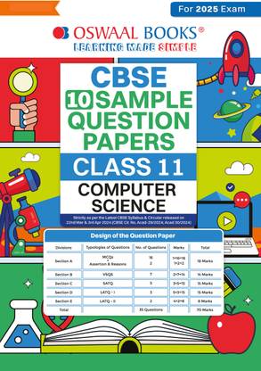 Oswaal CBSE Sample Question Papers Class 11 Computer Science Book (For 2025 Exam)