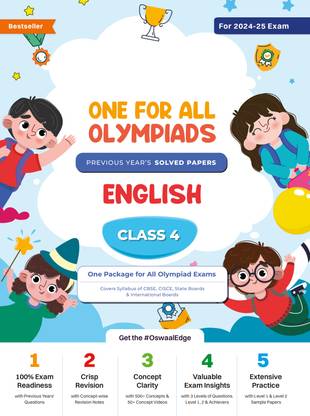 Oswaal One For All Olympiad Class 4 English | Previous Years Solved Papers | For 2024-25 Exam