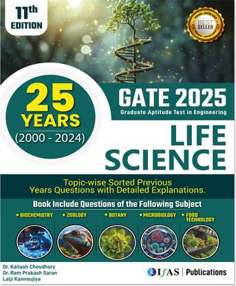 GATE Life Science Previous Year Solved Papers  - (2000-2024) PYQs Chapterwise & Topicwise Sorted Questions with Detailed Solutions of GATE Life Science - Best Seller Book for GATE Life Science XL in India - IFAS