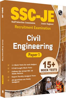 PW SSC JE Civil Engineering Mock Tests Paper- I, 11 Subject wise Mock tests and 5 Full-length Tests, Fresh 1200+ Questions based on new SSC JE exam pattern