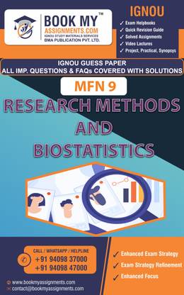 IGNOU MFN 9 Research Methods and Biostatistics |Guess Paper| Important Question Answer | Master of Science (Food Nutrition) (MSCDFSM)