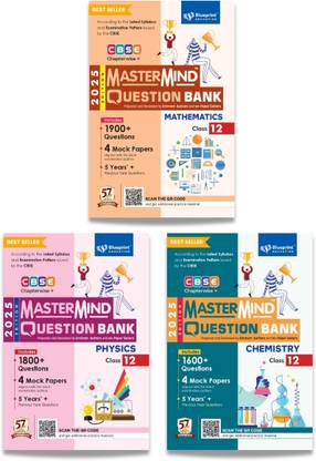 Physics, Chemistry, Mathematics Class12 (3 Books Big Billion Days Super Deal Combo) CBSE Question Bank by Mastermind for 2025 Exams  - with CBSE Sample Papers 2024-25 based on New Exam Pattern 50% Competency Based Questions 30% Response Type Questions 20% Constructive Type Questions CBSE Topper’s Choice Most Recommended and Bestselling Question Bank for 2025 Board Exams
