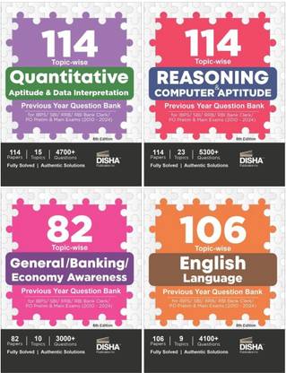 114 Topic-Wise Reasoning/ Quantitative Aptitude/ English/ General Awareness Solved Papers for Ibps/ Sbi/ Rrb/ Rbi Bank Clerk/ Po Prelim & Main Exams (2010 - 24) Combo