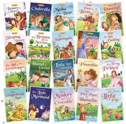 Set of 20 Fairy Tales & Bedtime Story Books - English Short Stories for kids - Cindrella, Rapunzel, Pinocchio,Three Little Pigs & Others