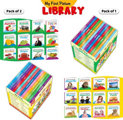 Ukg Class Picture Book Box Set of 24 board books (Green and Yellow Edition) : Board book set for children, Early learning library book, Alphabet, Animals, Birds, Colours, Flowers, Fruits, Jobs People Do, My First Words, Numbers,Shapes, Transport, vegetables, About Me, Baby objects, Clothes & Wearables, Foods, Things at Home, Toys, Rhmes, Opposites, Good Habits
