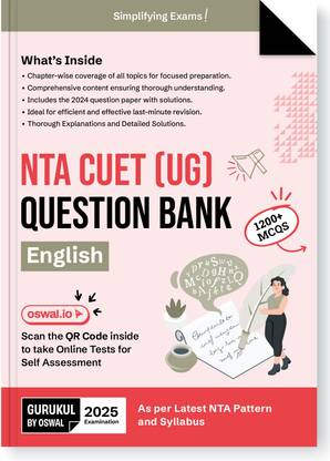 Gurukul NTA CUET (UG) English Question Bank Exam 2025 : 1200+ MCQs, Chapterwise Coverage, 2024 Solved Paper, PYQs, Detailed Solutions, Common University Entrance Test Computer Based
