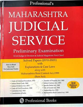 Maharashtra Judicial Service Preliminary Examination (Solved Papers 2010 - 2023) 3rd Edition 2024  - Maharashtra Judicial Service Preliminary Examination (Solved Papers 2010 - 2023) 3rd Edition 2024 By ms . Shikha Arora