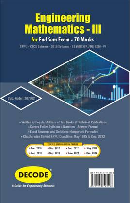 Engineering Mathematics - III for SPPU 19 Course (SE - II - MECH. - 207002) (Decode)