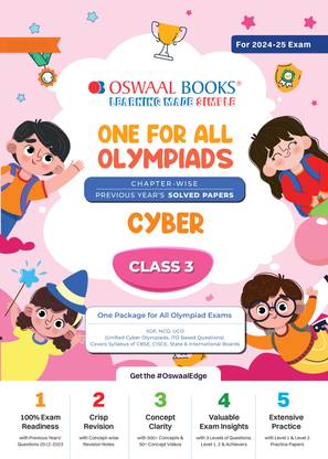 Oswaal One For All Olympiad Class 3 Cyber | Previous Years Solved Papers | For 2024-25 Exam