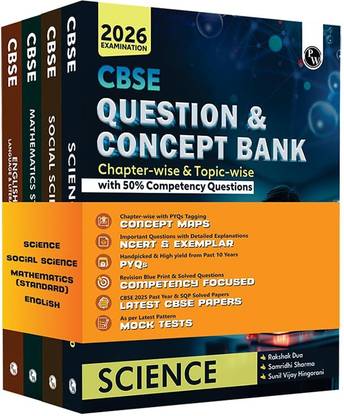 PW CBSE Question & Concept Bank (QCB) Class 10 Mathematics (Standard), Science, Social Science, English Combo Set of 4 Books Chapterwise & Topicwise Solved Questions For 2026 Exams