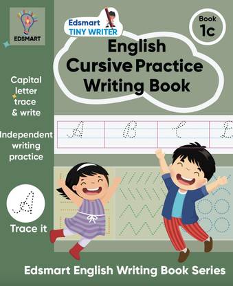 English CURSIVE Writing practice books for beginners level 1 Edsmart Tiny Writer - Capital letter A-Z | copy writing book for kids | handwriting improvement book Worksheets for CBSE