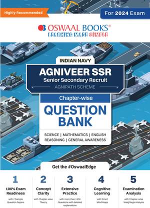 Oswaal Indian Navy - Agniveer SSR (Senior Secondary Recruit), (Agnipath Scheme), Question Bank Chapterwise Topicwise for Science Mathematics English Reasoning General Awareness For 2024 Exam