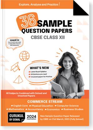 Gurukul 36 Sample Question Papers CBSE Commerce Class 12 Exam 2024 : Fully Solved SQP Pattern, Unsolved Papers (English, Maths, Accountancy, Economics, Business Studies, Physical Edu, Comp Science)
