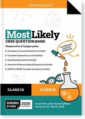 Gurukul By Oswal Science Most Likely CBSE Question Bank for Class 9 Exam 2025 - Chapterwise & Categorywise, New Paper Pattern (MCQs, Case, Assertion & Reasoning, NCERT & NCERT Exemplar Questions)