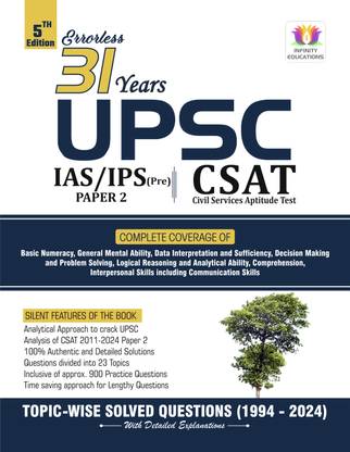 31 Years UPSC IAS/ IPS Prelims (CSAT) Topic-wise Solved Papers 2 (1994 - 2024 ) and Practice Questions with Detailed Solutions