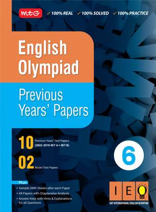 MTG English (IEO) Olympiad Previous Years Papers with Mock Test Papers Class 6 - Sample OMR Sheet with Chapterwise Analysis | SOF Olympiad Books For 2023-24 Exam