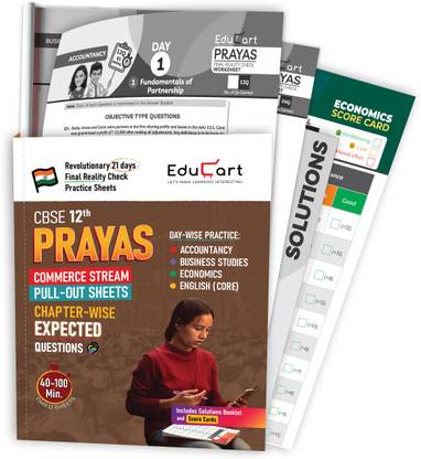 Educart PRAYAS CBSE Class 12 Chapterwise Most Important Qs (& PYQs) - Accountancy, Business Studies, Economics and English Core for February 2026 Boards  - Class 12 Commerce Sample Paper 2025