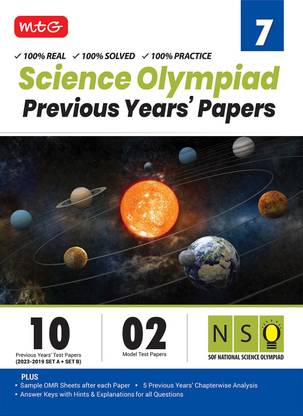 MTG NSO Class-7 Olympiad 10 Previous Years Papers (2023-2019 Set A & B) Science with Mock Test Papers - Sample OMR Sheet with Chapterwise Analysis | SOF Olympiad Books For 2024-25 Exam