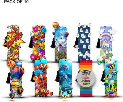 ULTRA 3D Lenticular Bookmarks for Books |Set of 10| Multiple Cute Attractive 3D Themes Bookmark Bookmark