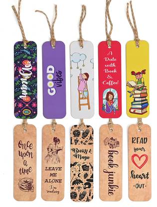 GIFT KYA DE Bookmarks Set of 10 Creative Bookmarks Combo for Book Bookmarks Aesthetic Gifts Bamboo & Colorful Book Accessories Bookmark