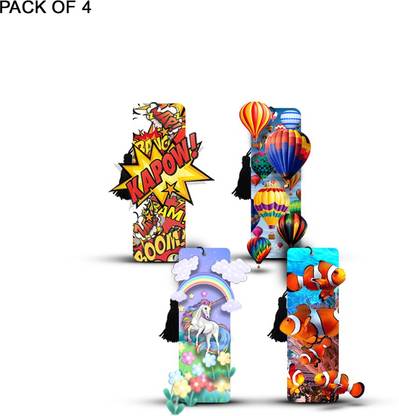 ULTRA 3D Lenticular Bookmarks for Books | Set of 4 | Multiple Attractive 3D Themes Bookmark Bookmark