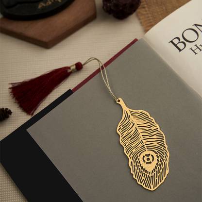 DecorTwist Brass Peacock Feather Bookmark Bookmark Bookmark