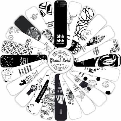 The Groot Echt Bookmarks for book lovers set of 24 pcs with Black & white specially designed theme (printed bookmark) Gift for readers Bookmark Bookmark