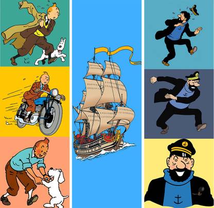 Cardzz Solution Set of 8 Unique Bookmarks - Herge Comics - Tin Tin , Asterix and Obelix Paper Bookmark
