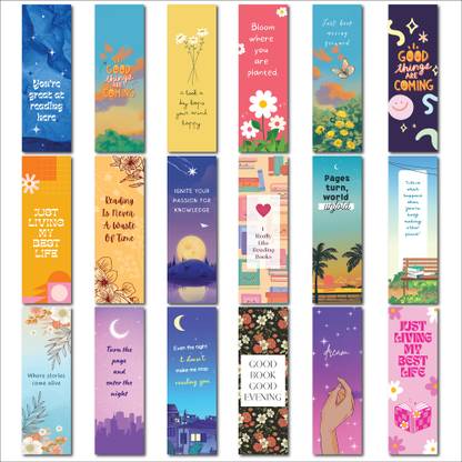CeleBoxs Bookmarks For Book Lovers 18 Pcs with Free Stickers Sheet Designed Quotes Theme Paperback Bookmark