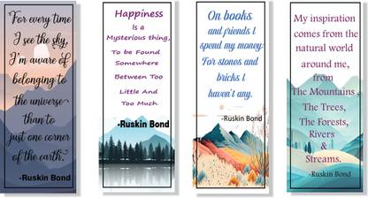 shires Motivational Quotes Of Ruskin Bond - Set of 4 Printed Texture Paper Bookmark