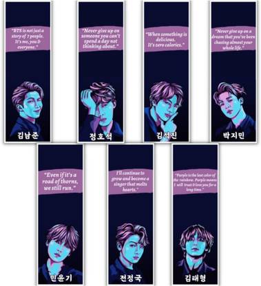 craft maniacs BTS GRAPHIC ART SET OF 7 SKETCH ART MATT LAMINATED SCRATCH PROOF BOOKMARKS PAPER BOOKMARKS Bookmark