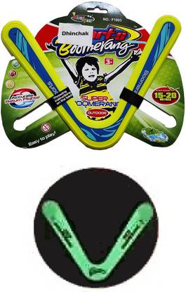 Dhinchak 2 leg glow in the dark racer fast Boomerang night visible for all age Left Handed, Right Handed Returning Boomerang