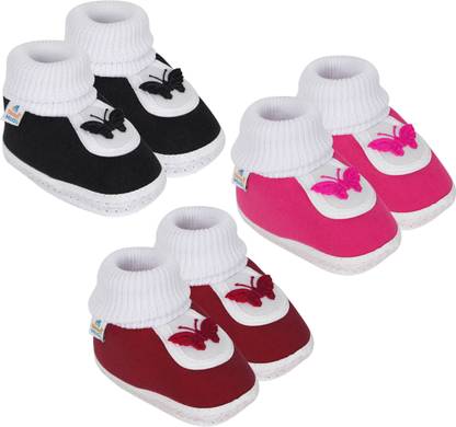 Neska Moda 0 To 12 Months Baby Boys & Baby Girls Set of 3 Pair Cute Soft Cotton Butterfly Booties
