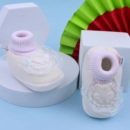 Neska Moda 6 To 12 Months Baby Girls Cute Cotton Pre-Walker Frill Booties