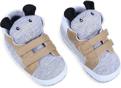 Baby Moo Elephant Cute And Stylish Comfy Velcro Booties - Grey Booties