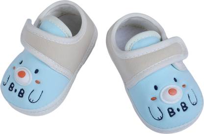 Baby Moo Smiling Bear Soft Sole Anti-Slip Booties - Blue Booties